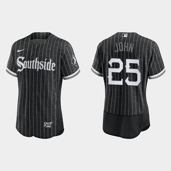 Men's Chicago White Sox #25 Tommy John Black 2021 City Connect Replica Flex Base Stitched MLB Jersey